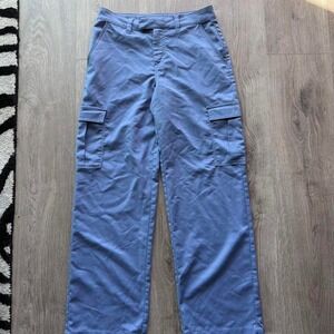 H&M Blue Cargo Pants Straight Leg Utility Y2K Size 4